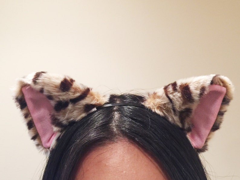 Cat ears Leopard Headwear pattern pink inside Furry Animal