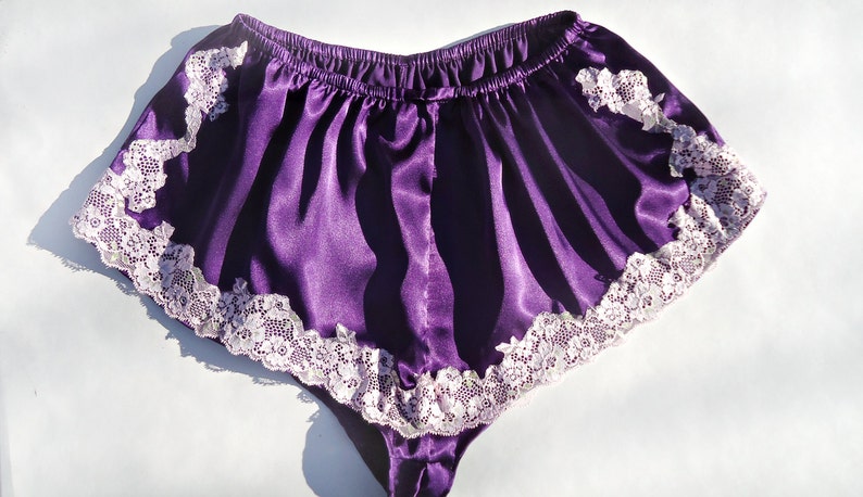 Violet lingerie, violet satin  lingerie,Burgundy french knickers, satin knickers, satin panties, violet pyjamas 