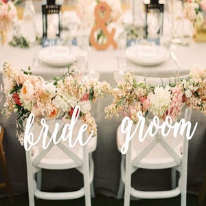 Signes de chaise pour les mariés - Signe de chaise de mariage - Signe de chaise de marié - Signes de chaise de réception de mariage en bois - Ensemble de signes de mariage