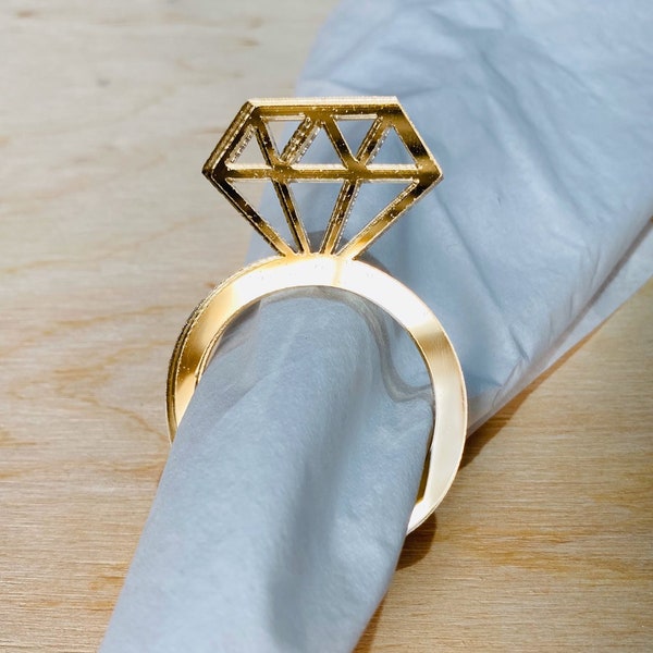 Napkin Ring Bling Diamond Ring Rose gold mirror Acrylic Napkin Ring/Bridal Shower/Bridal Brunch/Bridal She Said Yes/Wedding Signs