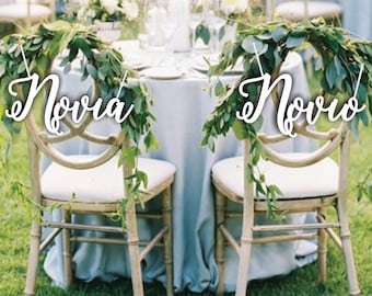 Novia and Novio Chair Signs for Wedding- Hanging Chair Signs - Wedding Chair Signs - Spanish  Chair Signs - Set Wedding Signs