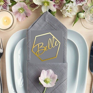 Hexagon wedding sign hexagon place cards wood hexagon names hexagon wood place cards  wedding place cards gold Wooden Wedding Place Name