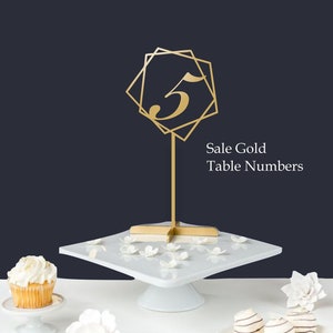 Gold Table Numbers , Wedding Table Numbers , Wood Table Numbers