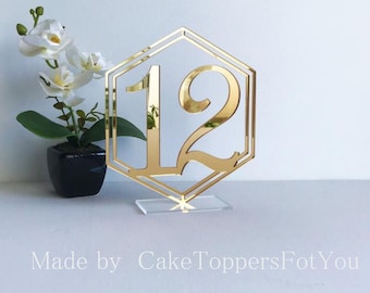 Golden Mirror Acrylic Table Numbers, Wedding Table Numbers, Wedding Table Decor, Table Numbers , Gold Mirror Acrylic Table Numbers