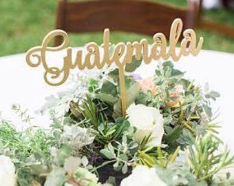 Table Citys- Gold Table Citys without  base  Gold Table Citys Rustic Wedding Centrepieces, Wooden Table Numbers, Table Sign,Laser Cut Names