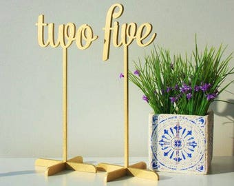 Wedding table numbers. Wedding signs. Table numbers gold. Rustic signs. Table decoration. Numbers with base.Wood table numbers