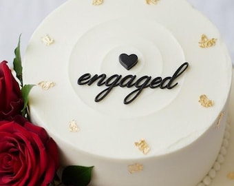 Custom Acrylic 'Engaged' Cake Topper: Engagement Party Decoration