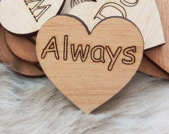Always  Wood Hearts 2.5 cm - Rustic Wedding.  Tiny Wood Hearts .