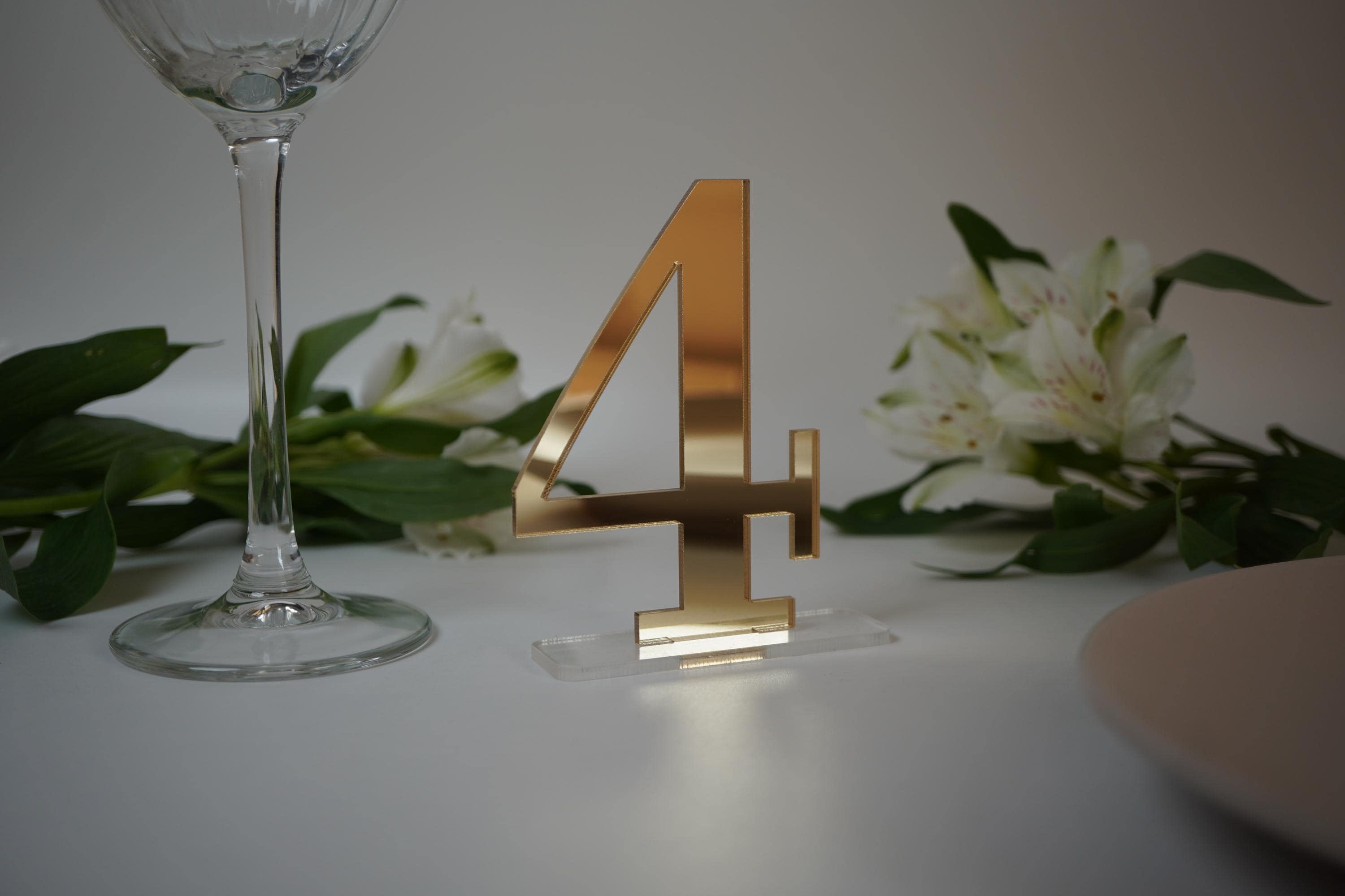 Silver Acrylic Table Numbers , Wedding Table Numbers | Mirror Gold ...