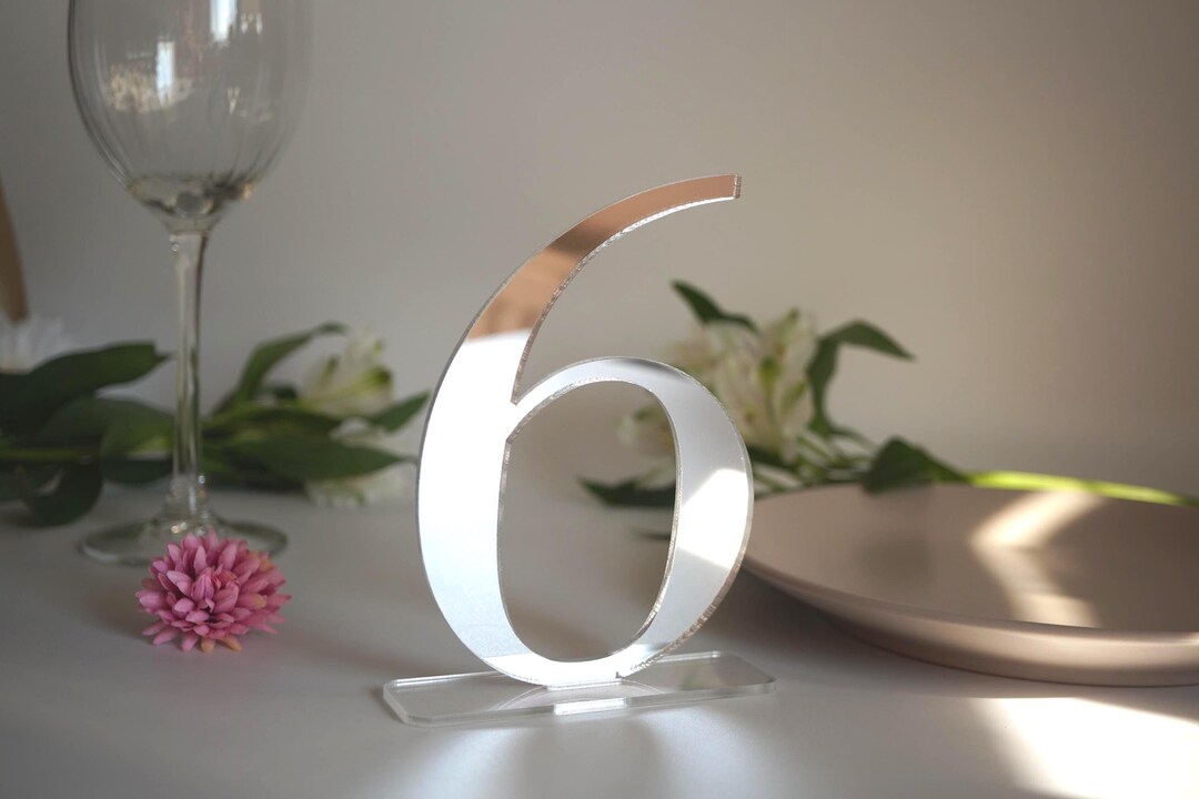Silver Acrylic Table Numbers , Wedding Table Numbers | Mirror Gold ...
