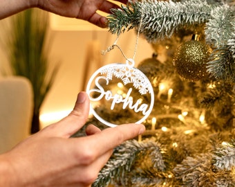 Custom CHRISTMAS tree baubles Christmas tree decor laser cut names personalized ornament CHRISTMAS custom gift tags with year and name Decor