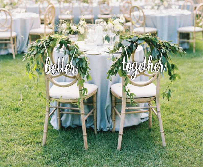 Better Together Chair Signs Chair Sign Wedding Better Together Chair Sign Wood Wedding Reception Chair Signs Set Wedding Signs image 1