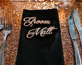 Personalized Wedding place cards , Guest Name Place cards , Laser cut wooden name place setting