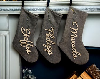 Personalized Christmas Stocking Tags – Custom Name Tags – Wooden Holiday Name Tags – Family Stocking Labels – Xmas Decor Christmas gift tags