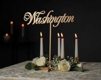Personalized Wedding Table Names, Custom Wooden Table Numbers, Laser Cut Names, Wedding Centerpieces , Table decor