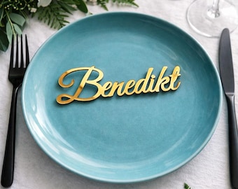 Personalized Wedding Place Cards, Luxury Gold Mirror Place Cards , Acrylic Name Place Settings , Laser Cut Guest Names, Custom Place Cards