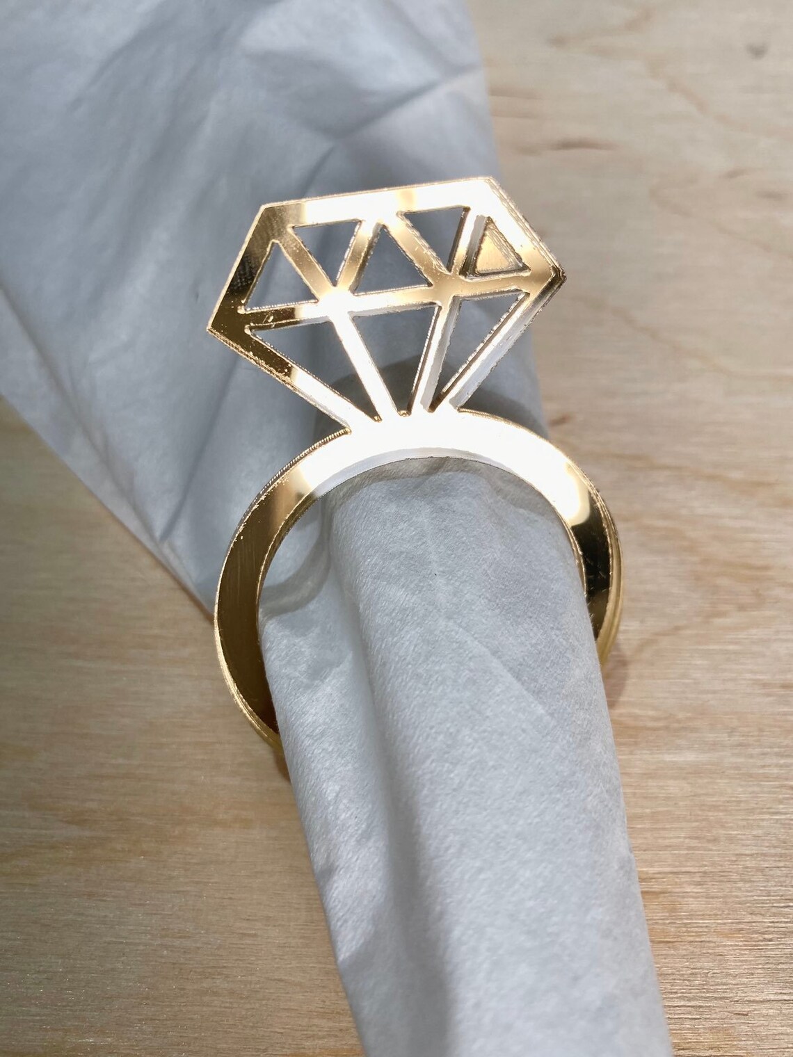 Napkin Ring Bling Diamond Ring Rose gold mirror Acrylic Napkin Etsy