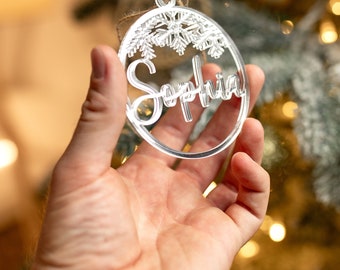 Custom CHRISTMAS tree baubles Christmas tree decor laser cut names personalized ornament CHRISTMAS custom gift tags with year and name Decor
