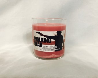 22 oz The Walking Dead Inspired Candle Peach Scented 100% Soy With Themed Mystery Gift Inside!