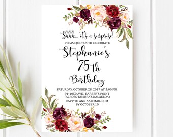 75th birthday invite etsy