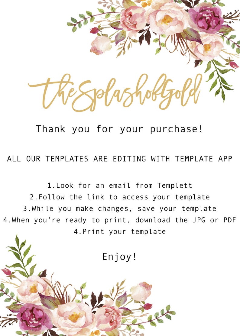 Editable baby shower invite baby shower template Greenery Baby shower Pink Baby Shower Instant Download baby Girl baby shower Elegant shower