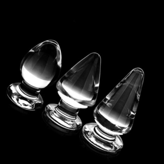 Big Glass Dildo Butt Plug 3 Size for Women Men Glass Anal photo