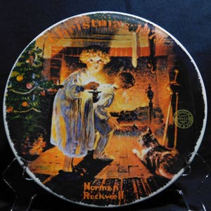 Vintage 1979 Norman Rockwell Christmas Plate: &quot;Somebody&#39;s Up There&quot; Knowles Collector Plate