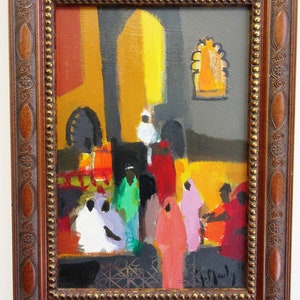 Marcel Mouly, Indous dans le Temple, 1987, oryginalny akryl na płótnie