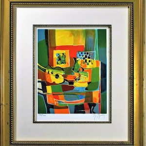 Marcel Mouly, 1992, Nature Morte avec Guitare, hand signed in pencil lithograph - 166/300
