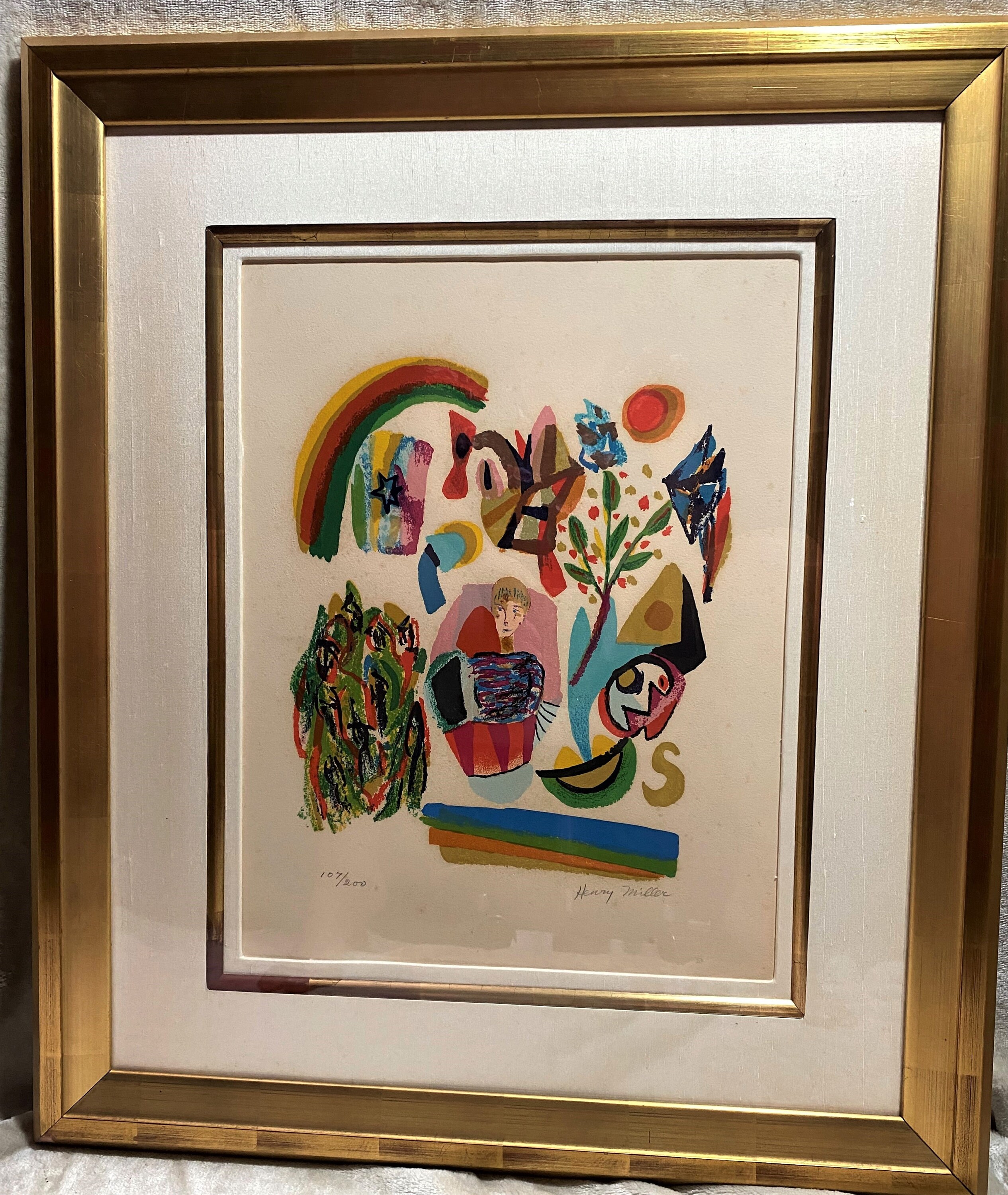 ヘンリー・ミラー直筆サイン『Dream of Spring』リトグラフ0723D Henry Miller Serigraph: Dream of Spring, Signed & Numbered, Framed