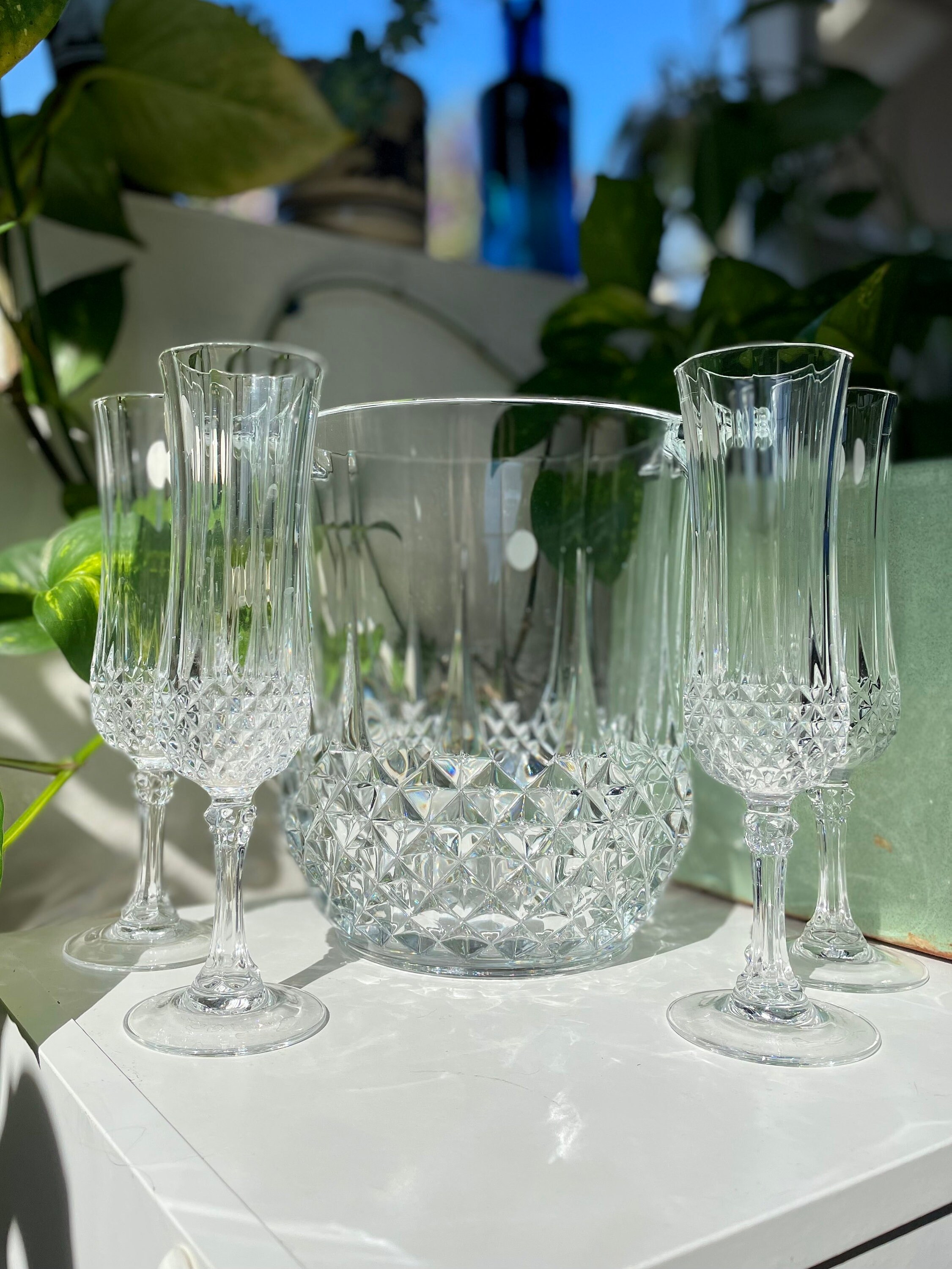 Vintage Cristal D’Arques Villeneuve Ice Bucket and Pair of Old