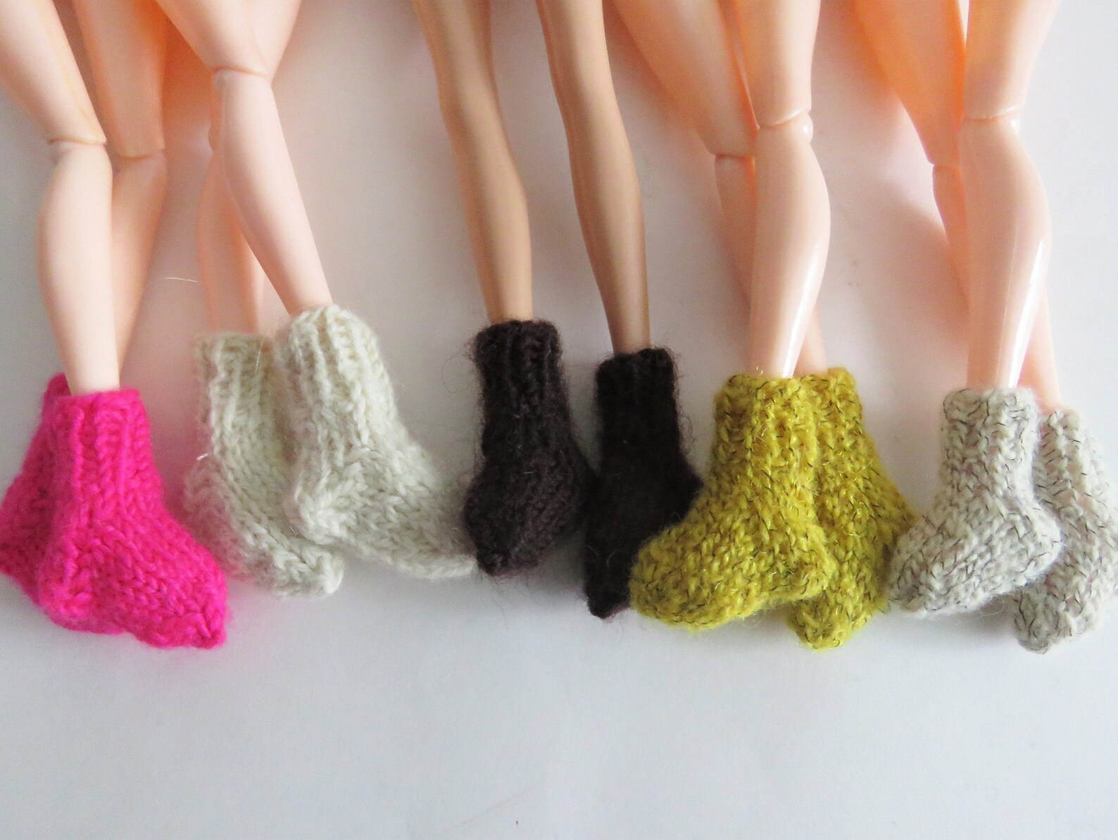 Knitted Barbie dolls socks and dolls similar sizes. Doll wool Etsy