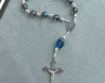 Prayer Bead Rosary Chaplet; Ten Beads, Sterling Silver and Turbine Beads