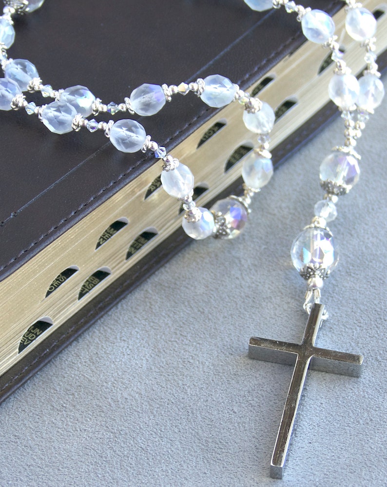 Protestant/Anglican Prayer Beads Inspirational, Christian Czech Glass, Stainless Steel, Pewter image 3