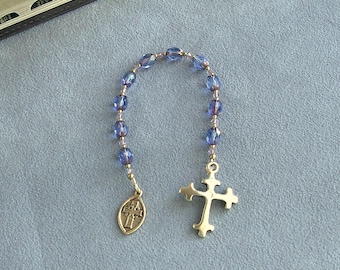 Holy Spirit Chaplet, Ten Blue Glass Beads