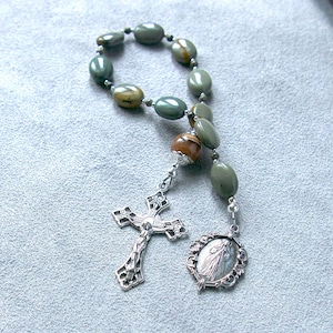 Divine Mercy Chaplet; Sterling Silver and Jasper