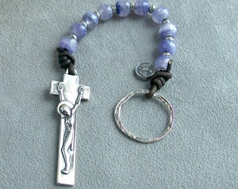 Sterling and Amethyst Jesus Chaplet, Ten Beads