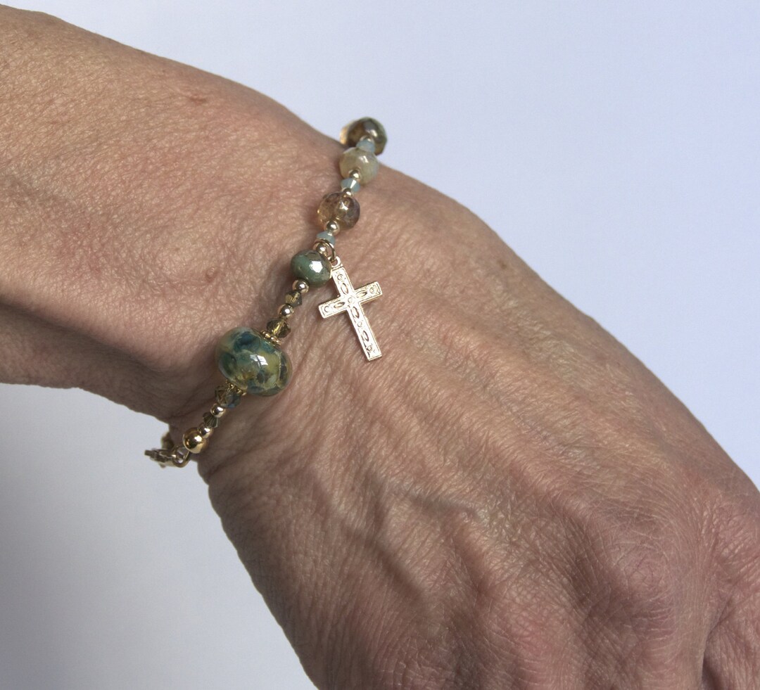 Christian Prayer Bead Bracelet Glass Lampwork and Etsy