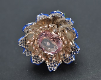 Morganite Flower Silver Ring