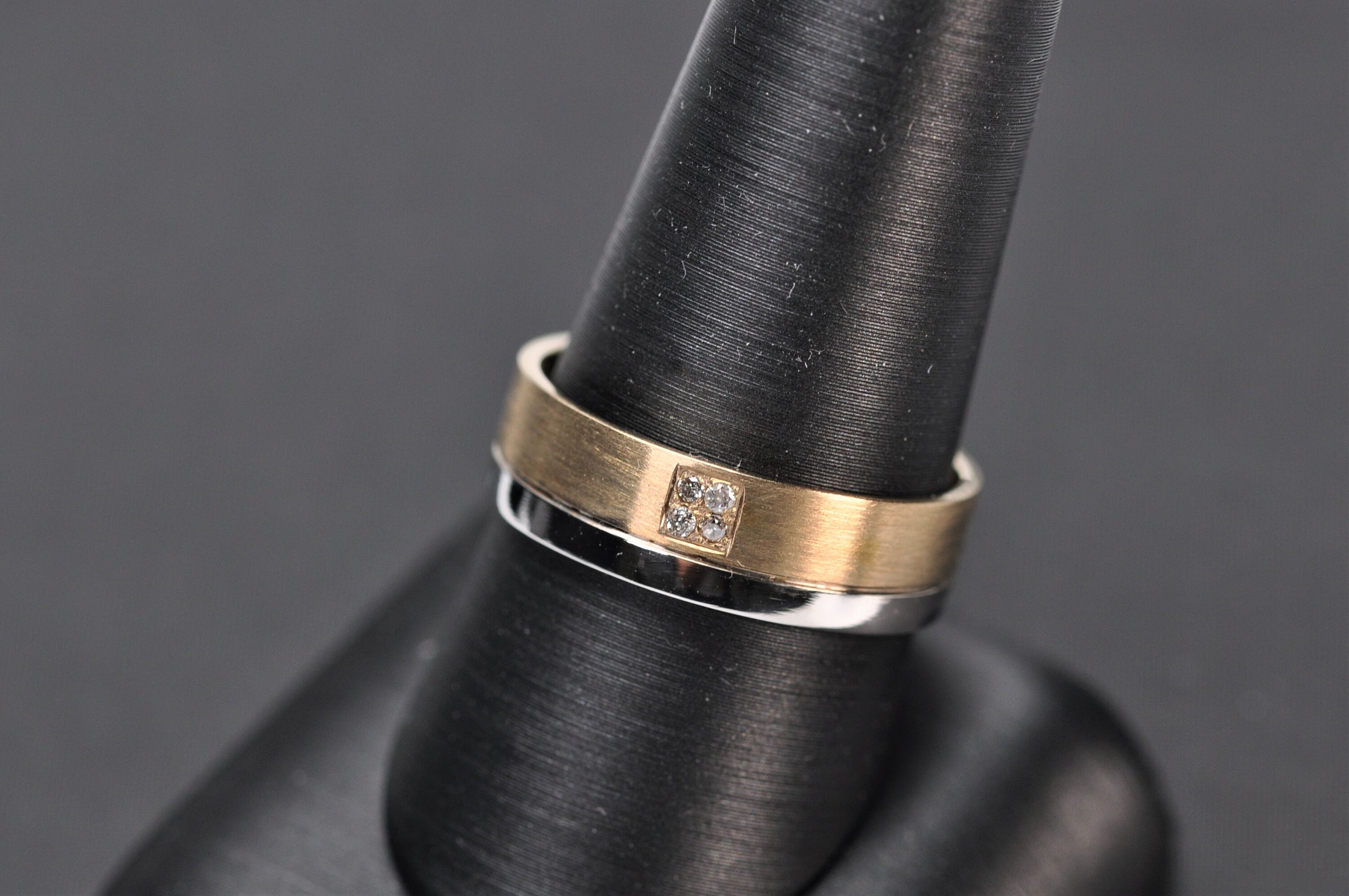 2 Tone 14K Gold with Diamonds Wedding Ring, Wedding Bands, 14K Gold Ring, Wedding Rings