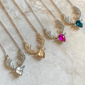 Crystal Antler Necklace; Deer Head Necklace; Antler Necklace; Stags Head Necklace; Crystal Necklace; Hunting Necklace; Antler Pendant