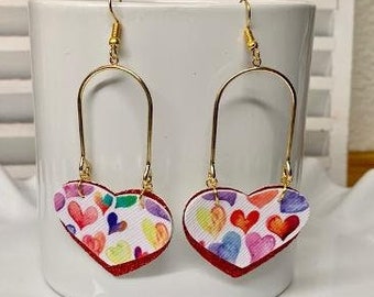 Leather Heart Valentine's Earrings; Valentine's Day Earrings; Valentine's Day; Leather Earrings; Heart Earrings; Arch Earrings; Valentine