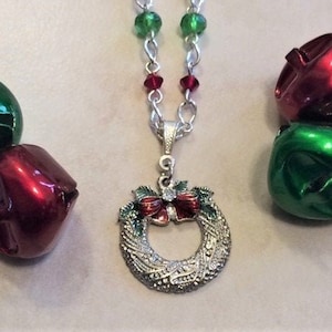 Christmas Necklace; Wreath; Necklace; Christmas Jewelry; Dainty Necklace; Wreath Charm; Christmas Wreath; Charm; Necklace; Winter; Holiday