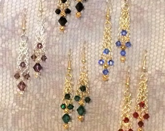 Swarovski Pendientes colgantes de cristal; Crystal Dangle Pendientes, Cristal Candelabro Pendientes; Crystal Pendientes En Niveles; Pendientes de boda de cristal