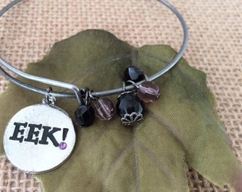 Halloween Jewelry; Halloween Bracelet; Halloween Charm Bracelet; Halloween Bangle Bracelet; Halloween EEK Charm Bracelet; Charm Bracelet