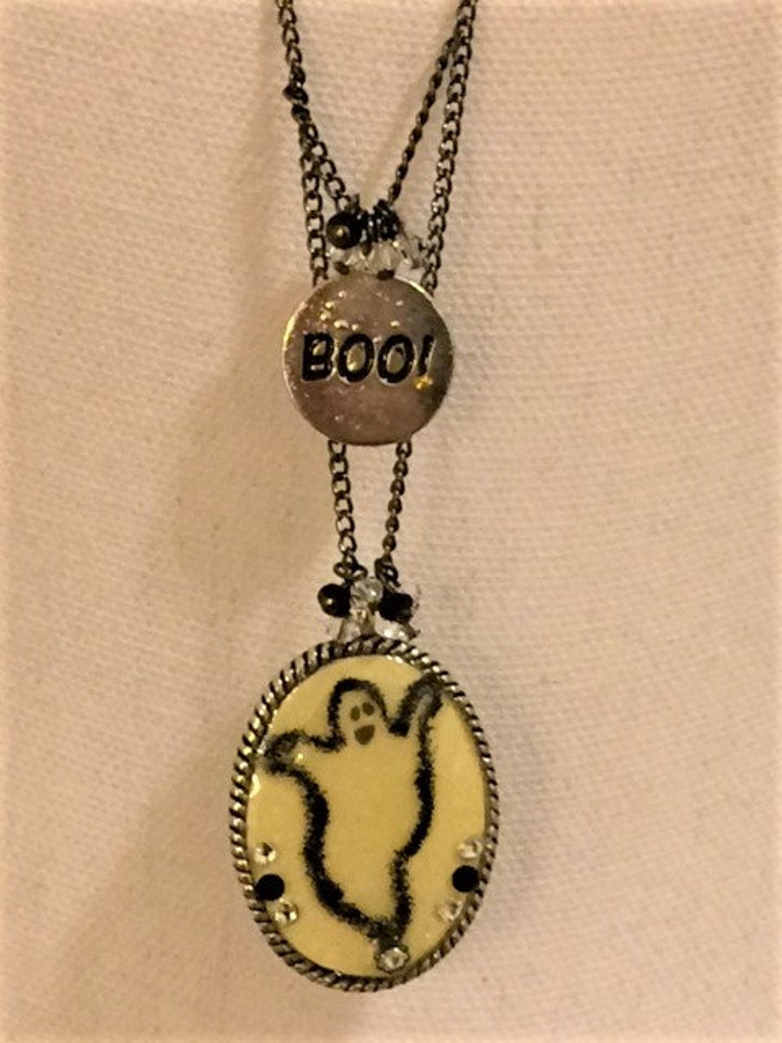 Halloween Jewelry Long Ghost Necklace Halloween Ghost Etsy