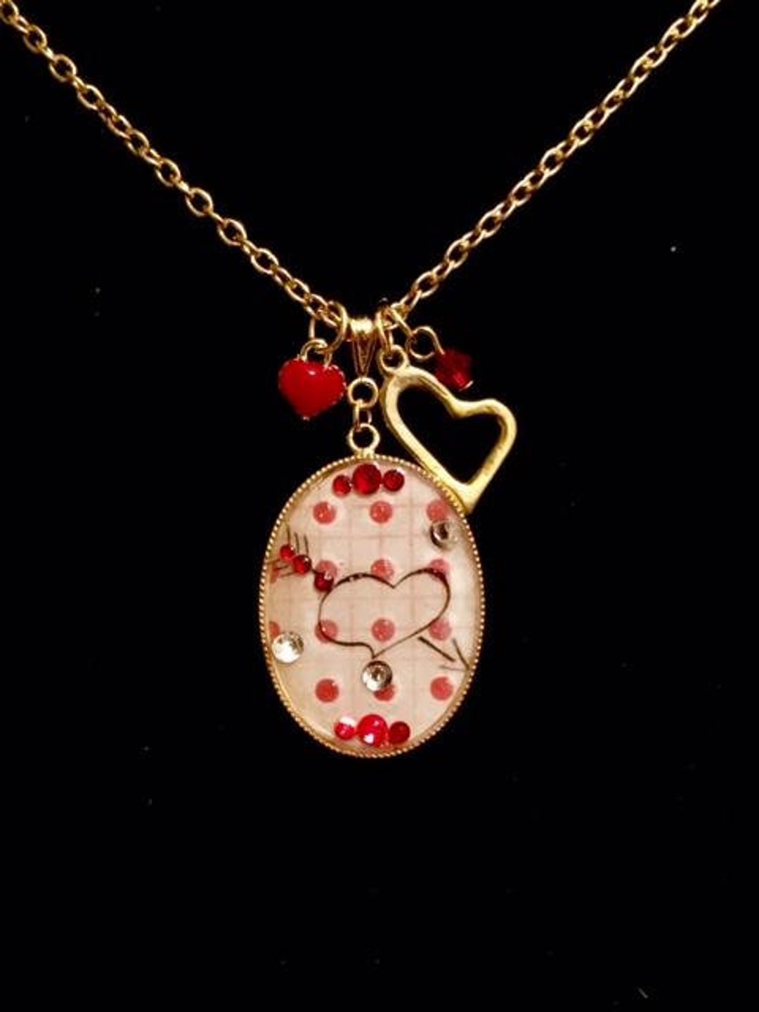 Valentine Necklace Valentine's Jewelry Red Heart Necklace Heart Jewelry