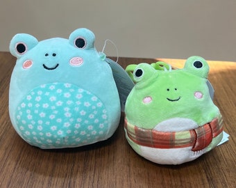 Squishmallow New Nwt Wendy Green Frog With Scarf Bag Clip on and 4-5 Fritz  Easter Flowers Floral Custom Bundle Set 