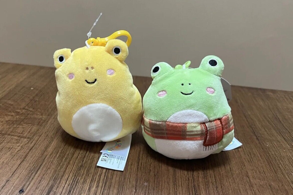 Squishmallow New Nwt Wendy Green Frog With Scarf Bag Clip on