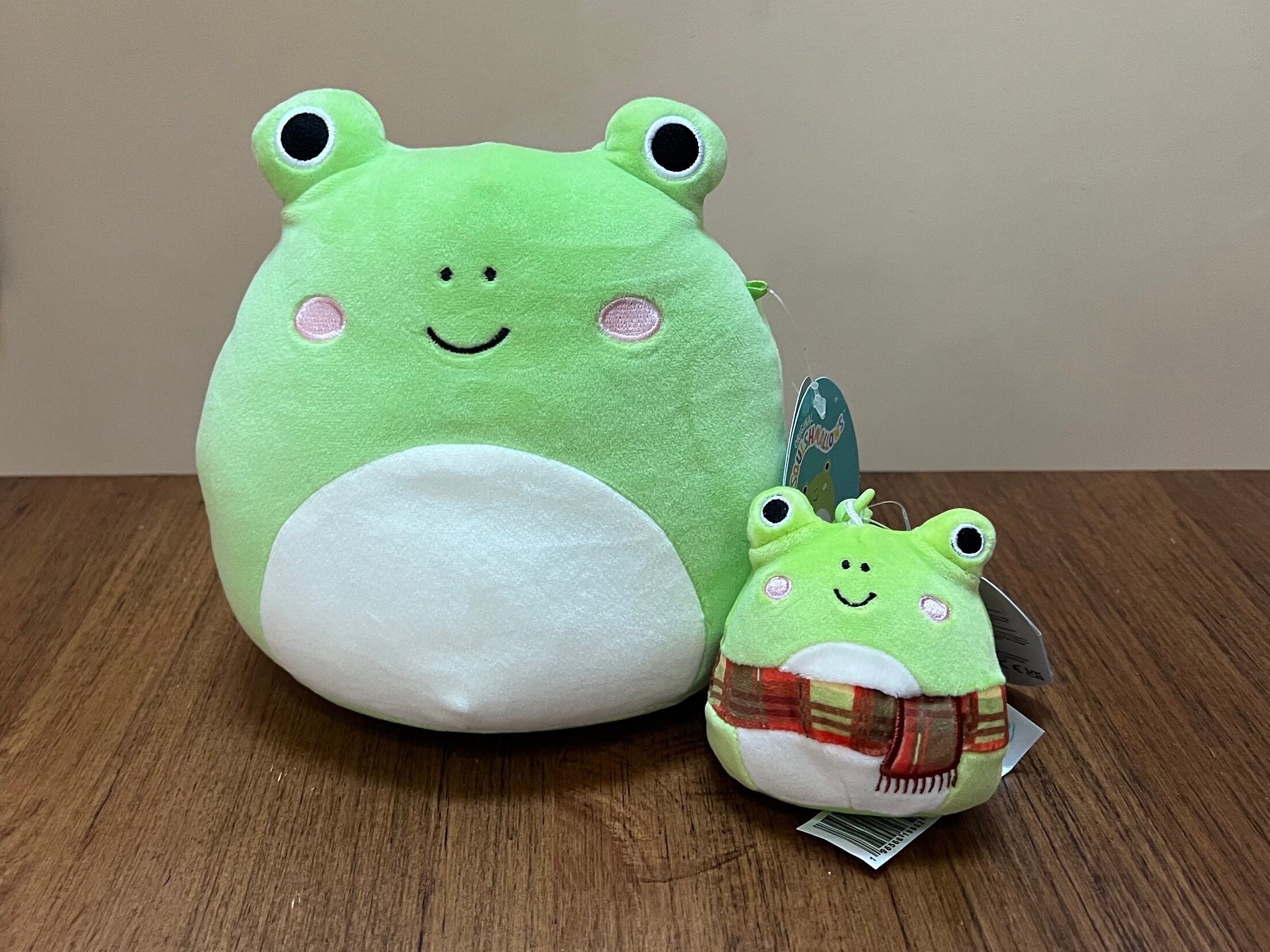 SamanthaNikkole Squishmallow 7-8 New Nwt Wendy Green Frog and Bag Backpack Keychain Clip On with Scarf Custom Bundle Set